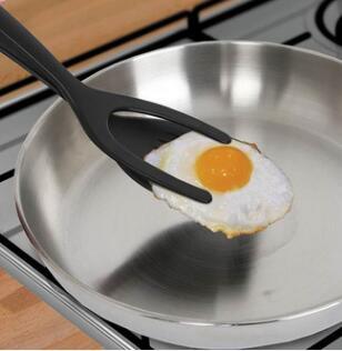 2 In 1 Grip And Flip Tongs Egg Spatula Tongs Clamp Pancake Fried Egg French Toast Omelet Overturned Kitchen Accessories - Almoni Express