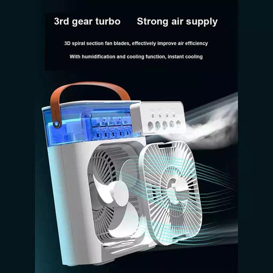 3 In 1 Air Humidifier Cooling USB Fan LED Night Light Water Mist Humidification Fan Spray Electric Fan - Almoni Express