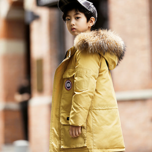 Down jacket boy with long thickening