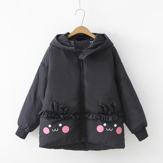 Hooded thick warm cotton padded jacket