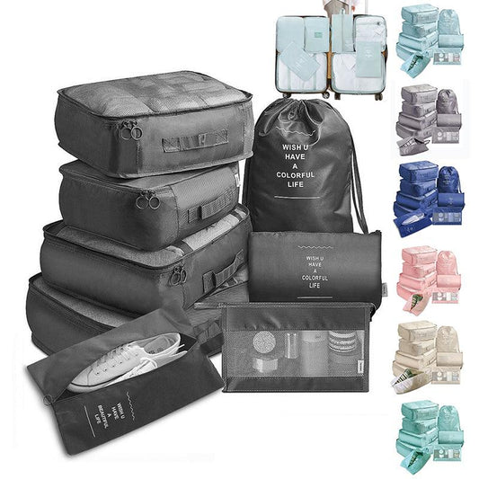 8-piece Set Luggage Divider Bag Travel Storage Clothes Underwear Shoes Organizer Packing Cube Bag - AL MONI EXPRESS