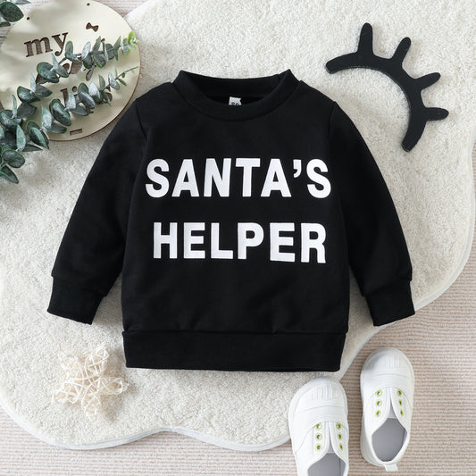 New Children's Christmas Sweater Letter Print
