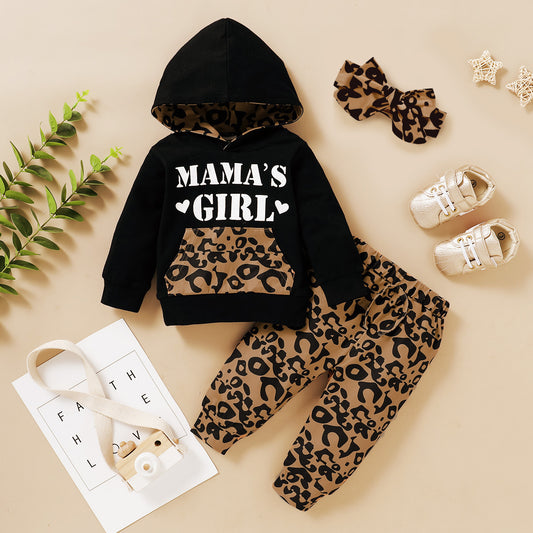 Clothes Letter Print Hooded Leopard-print Trousers