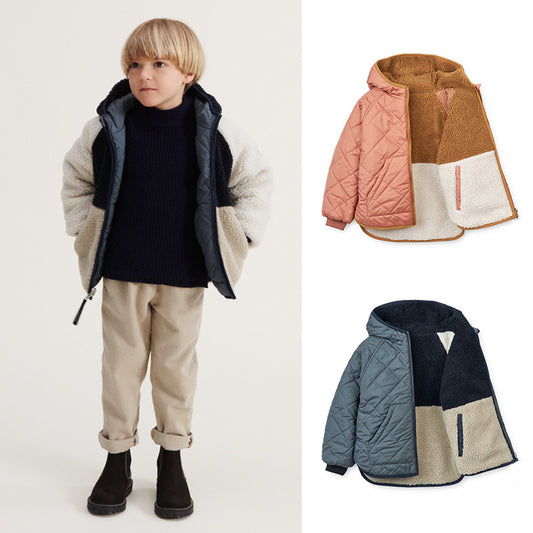 Children's Double-sided Wear Hooded Cotton Coat Jacket