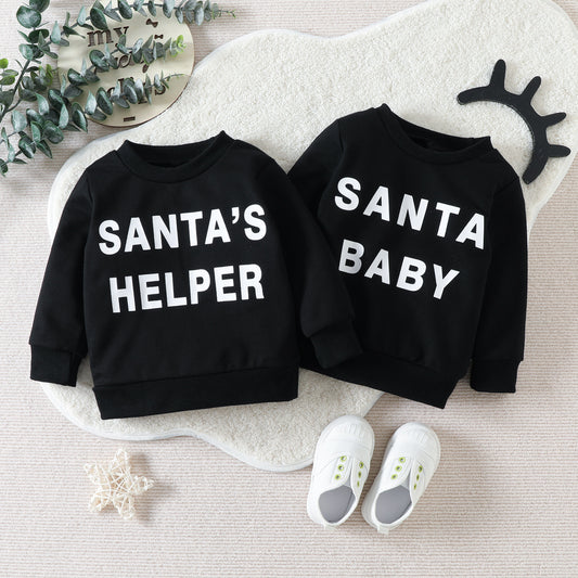 New Children's Christmas Sweater Letter Print