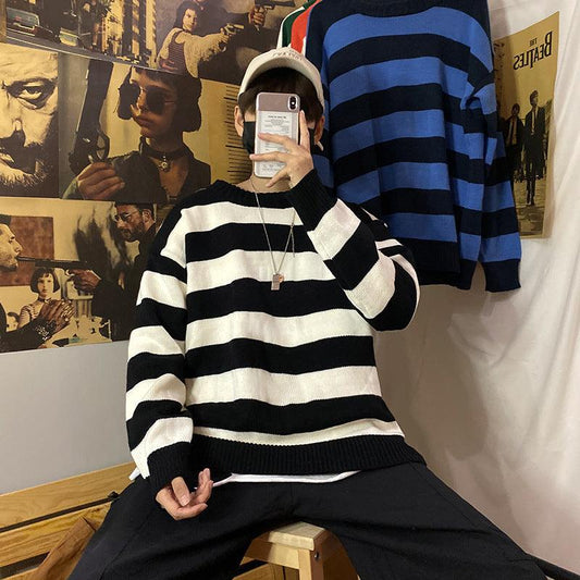 Autumn And Winter Loose Sweater Ins Round Neck Men - Almoni Express