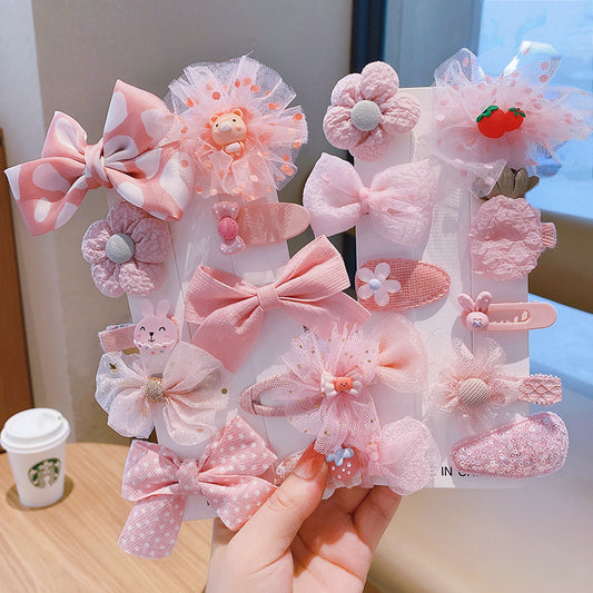Children's Bow Hair Clip Girls Princess Super Fairy Fabric Flower Clip