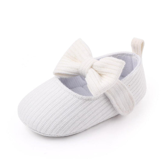 Bowknot Woolen Knit Baby Shoes Moccasins Princess Shoes Baby Shoes - Almoni Express