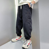 Boys' Casual Pants Thickened Plus Velvet Middle-aged Kids - Almoni Express