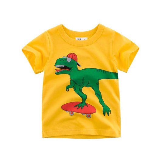 Brand children's clothing wholesale factory direct summer children's short-sleeved T-shirt baby clothes dinosaur pattern - Almoni Express