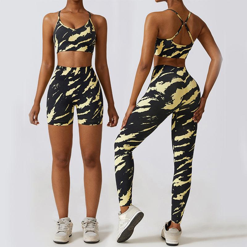 Camouflage Printing Seamless Yoga Suit Quick-drying High Waist Running Workout Clothes - AL MONI EXPRESS