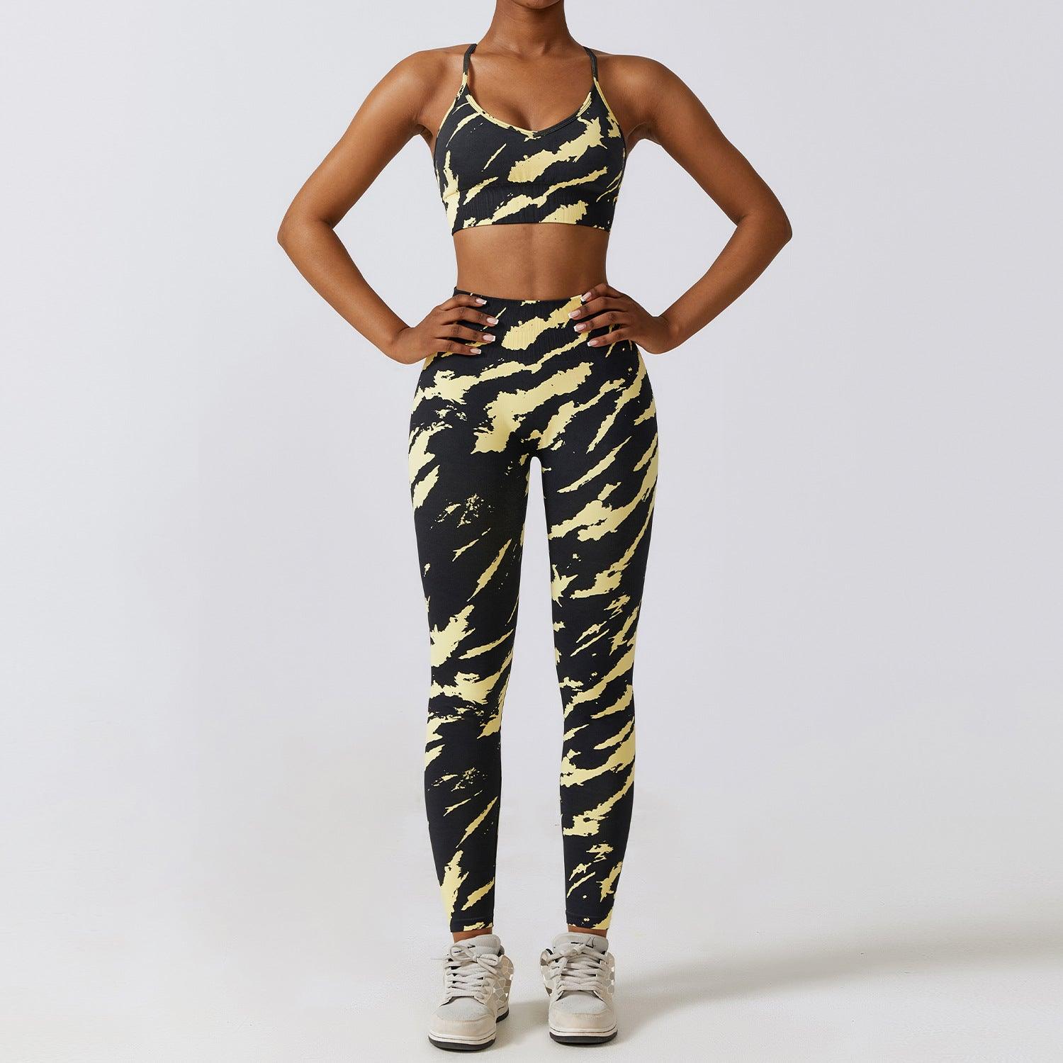 Camouflage Printing Seamless Yoga Suit Quick-drying High Waist Running Workout Clothes - AL MONI EXPRESS