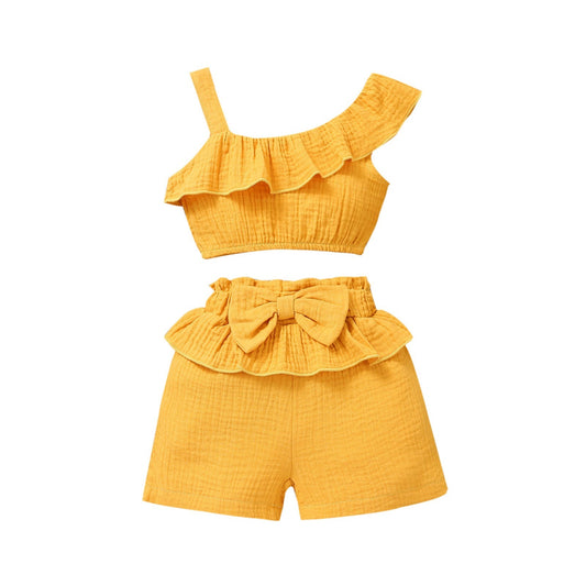 Infant Children's Solid Color Sling Girl Baby Suit