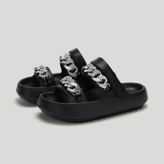 Chains Thick-soled Slippers For Women Indoor Floor House Shoes Summer Outdoor EVA Sandals Two-wearing Beach Shoes - AL MONI EXPRESS