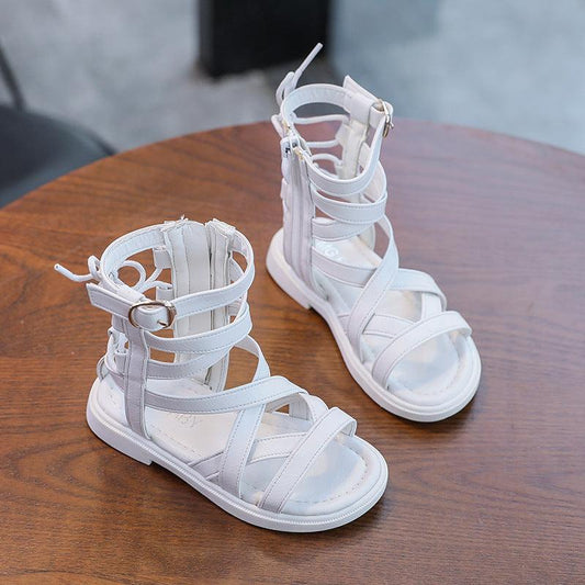 Children'S Baby Fashion Little Girl Princess Sandals High Tube Toe Shoes - Almoni Express