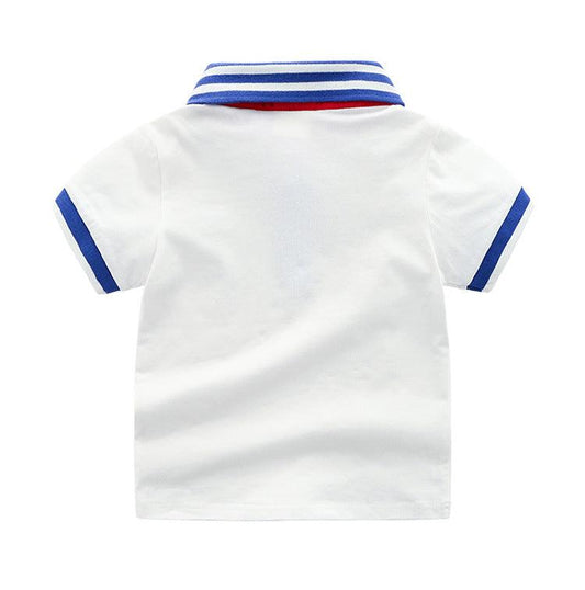 Children's Fashion Lapel Polo Shirt Short Sleeves - Almoni Express