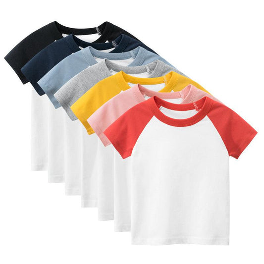 Children's Short Sleeve T-shirt Solid Color Advertising Shirt - Almoni Express