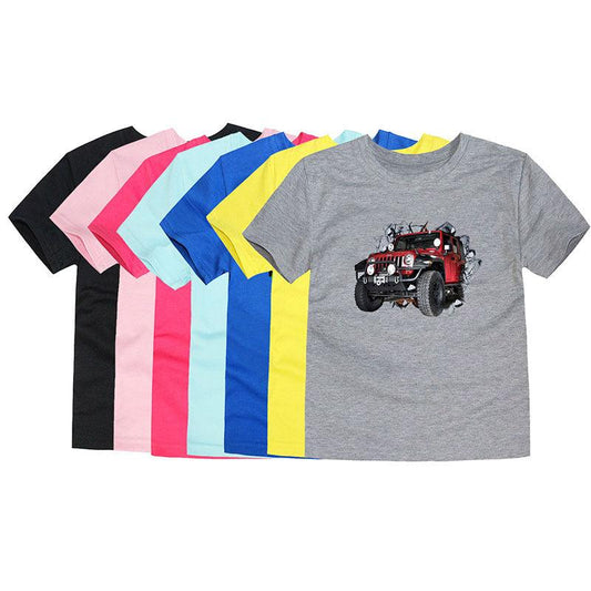 Children's Short-sleeved Cotton Heat Transfer T-shirt For Boys And Girls - Almoni Express