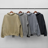 Classic Solid Color High Street Plus Fleece Hooded Sweater Men - Almoni Express