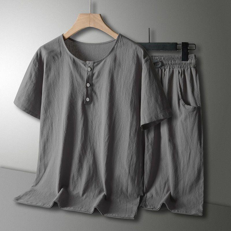 Cotton And Linen Large Size Men's Loose Short Sleeve - AL MONI EXPRESS