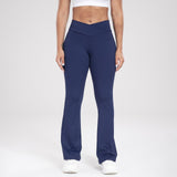 Cross Waist Side Pocket Leisure Sports Bell-bottom Pants Slim Fit Yoga Pants Women - AL MONI EXPRESS