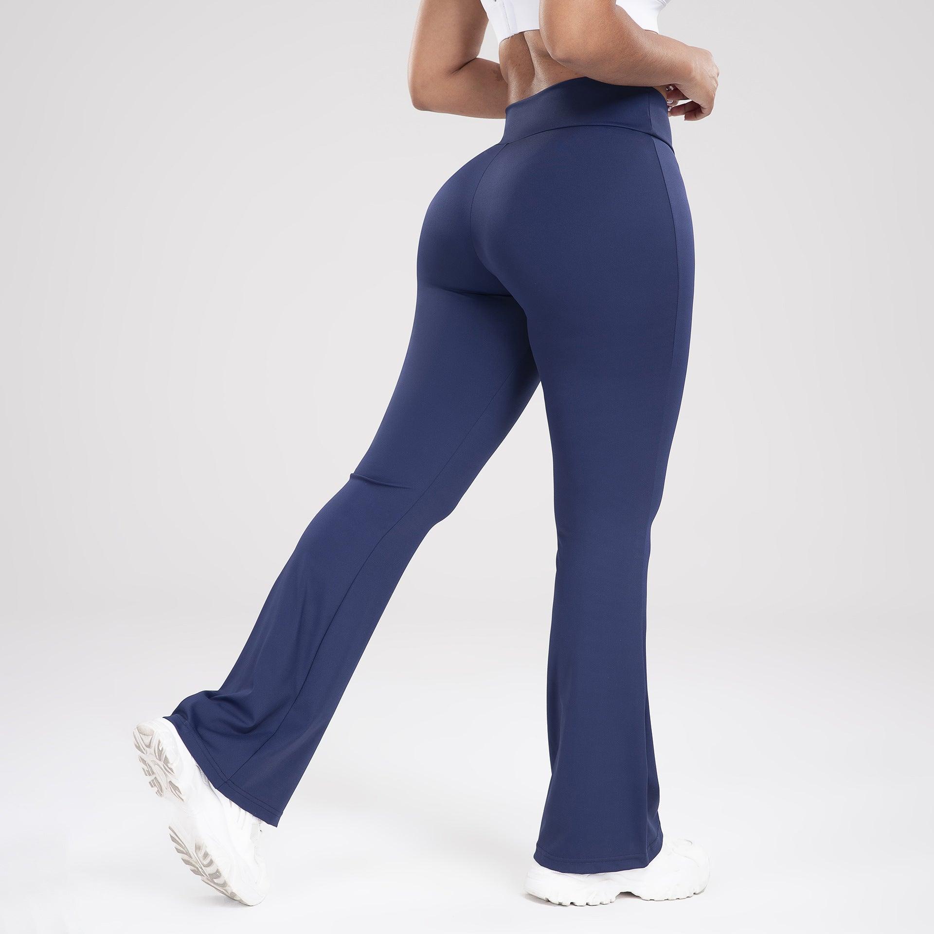 Cross Waist Side Pocket Leisure Sports Bell-bottom Pants Slim Fit Yoga Pants Women - AL MONI EXPRESS