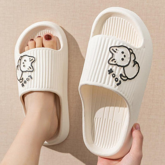 Cute Cat Slippers Summer Women Home Shoes Bath Thick Platform Non-Slip Slides Indoor Outdoor - AL MONI EXPRESS