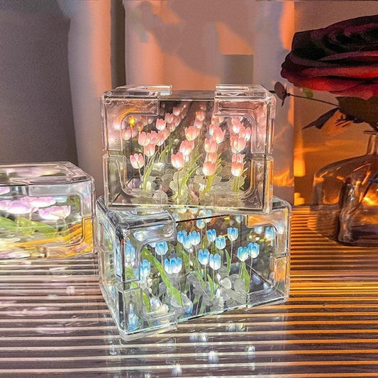 Diy Flower Sea Rubik's Cube Tulip Small Night Lamp - Almoni Express