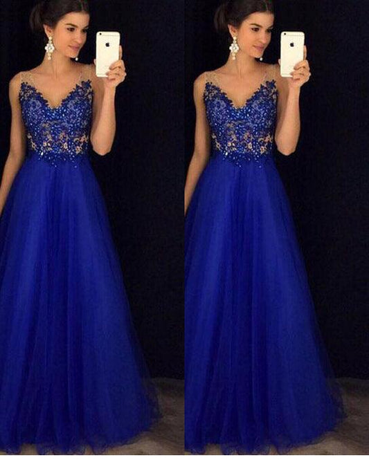 Dress Backless Beaded Ball Elegant Long Dress Blue Chiffon Dress Spot - Almoni Express