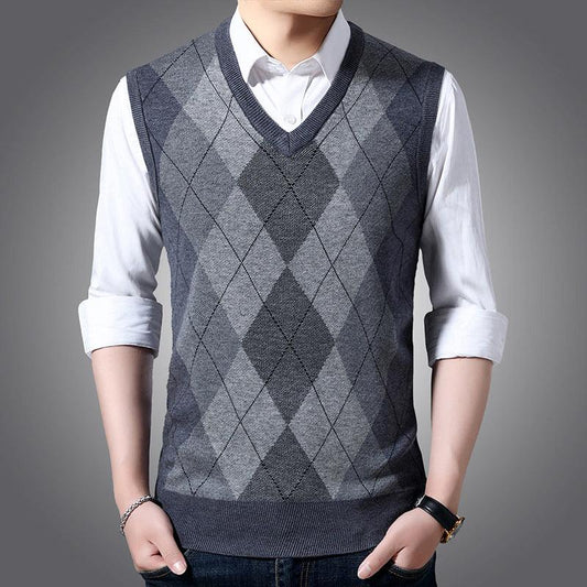 Factory Direct Sales Winter Wool Knitted Vest Middle-aged And Elderly Men's Thickened Sweater - AL MONI EXPRESS