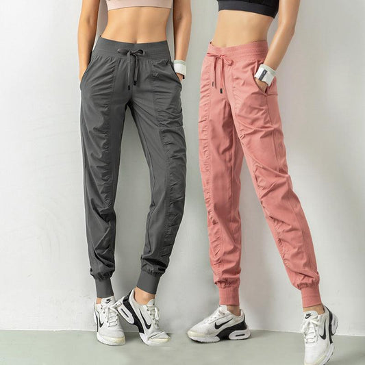 Fashion Casual Sports Pants For Women Loose Legs Drawstring High Waist Trousers With Pockets Running Sports Gym Fitness Yoga Pants - AL MONI EXPRESS