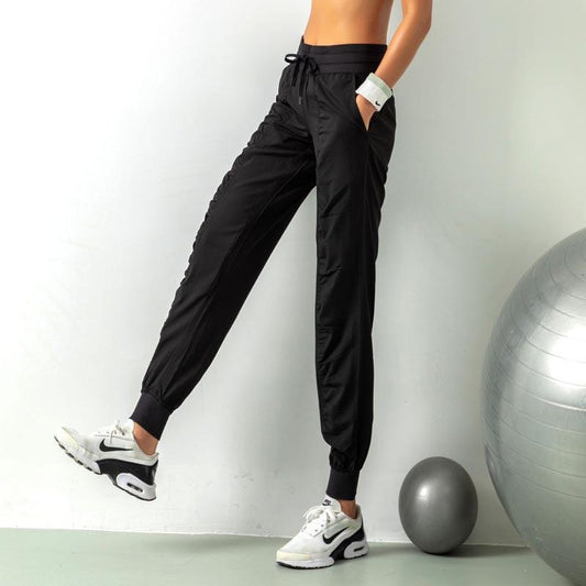 Fashion Casual Sports Pants For Women Loose Legs Drawstring High Waist Trousers With Pockets Running Sports Gym Fitness Yoga Pants - AL MONI EXPRESS