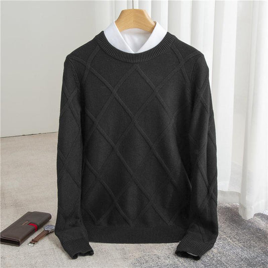 Fashion Woolen Sweater Men's Solid Color - Almoni Express