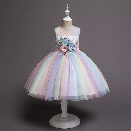 Girls' One Year Old 61 Performance Costume Flower Girl Dress - Almoni Express