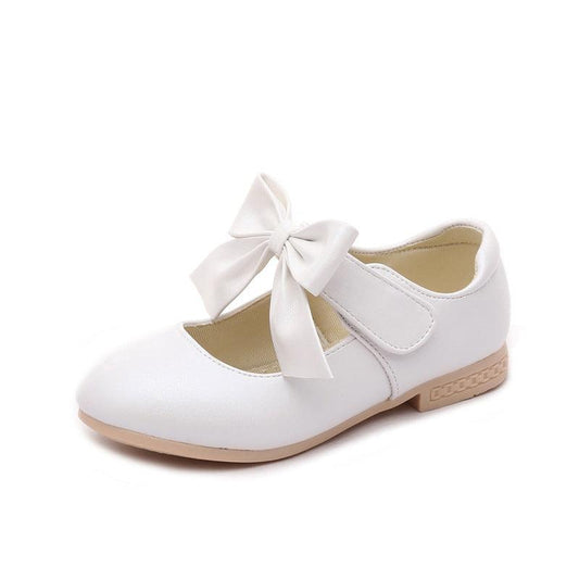 Girls Shoes White Leather Shoes Bowknot Girls Children Princess Shoes - Almoni Express