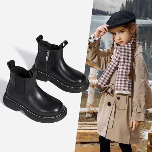 Girls' Short Boots Plus Cashmere Two Cotton Shoes - Almoni Express
