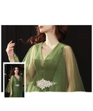 Green Wedding Dress Guzheng Art Examination Solo - Almoni Express