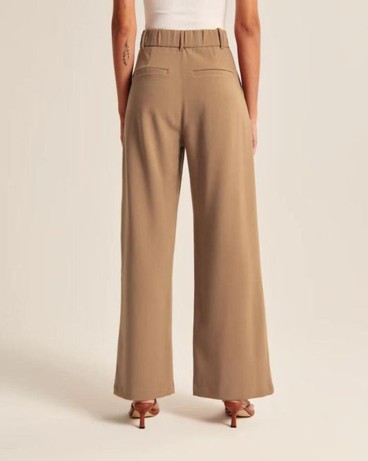 High Waist Straight Trousers With Pockets Wide Leg Casual Suit Pants For Women - AL MONI EXPRESS