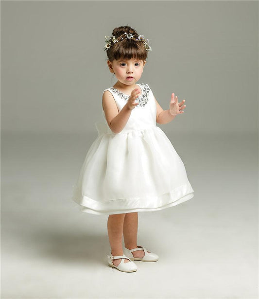 Korean girl baby baby full moon wine, birthday children's wedding dress, Princess fluffy dress - Almoni Express