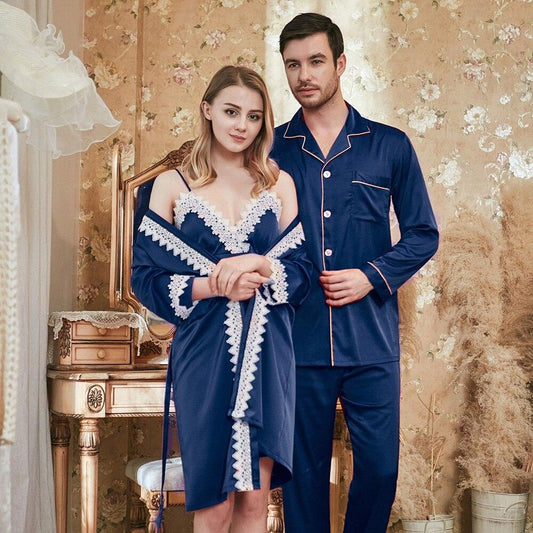 Ladies Lace Suspender Nightgown Couple Pajamas - Almoni Express