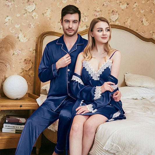 Ladies Lace Suspender Nightgown Couple Pajamas - Almoni Express