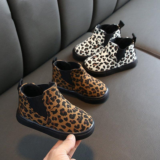 Leopard print and velvet ankle boots - Almoni Express