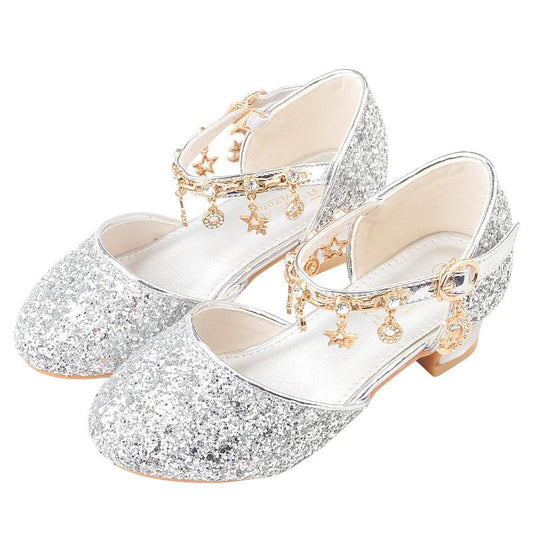 Little Girl Crystal Shoes Dress Shoes Children High Heels - Almoni Express