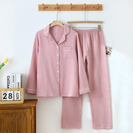 Long Sleeve Pajamas Men's And Women's Cotton Loose Outfit - Almoni Express