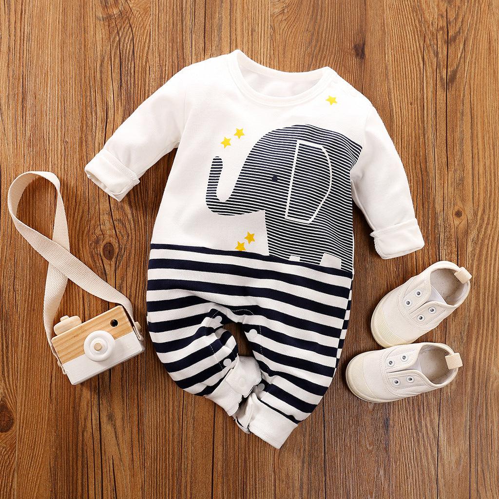 Long-Sleeved Cotton Korean Male And Female Baby Animal Crawling Clothes - Almoni Express