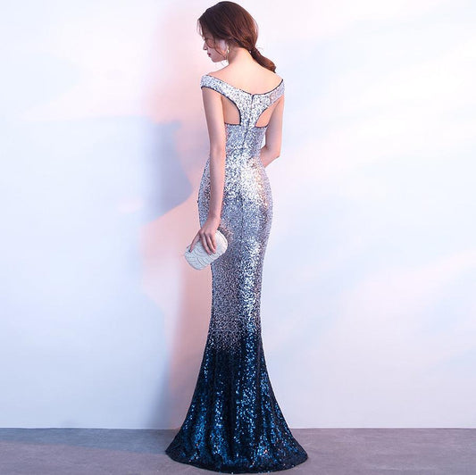 Long Slim Fit Fashion Host Dress Gown - Almoni Express