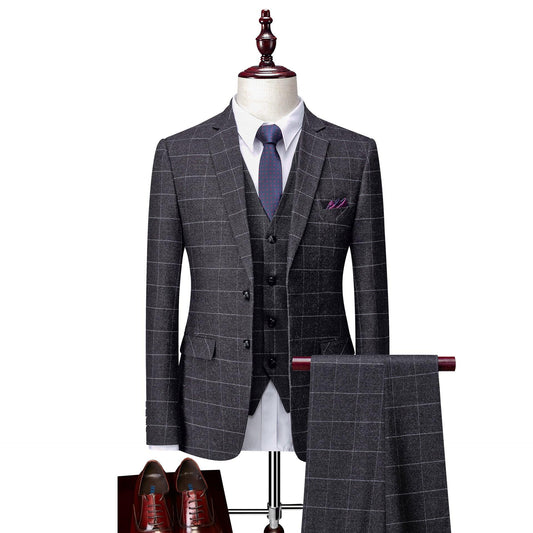 Men's Business Suits Korean Version Slim Wedding Groom Suit Men - AL MONI EXPRESS