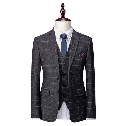 Men's Business Suits Korean Version Slim Wedding Groom Suit Men - AL MONI EXPRESS
