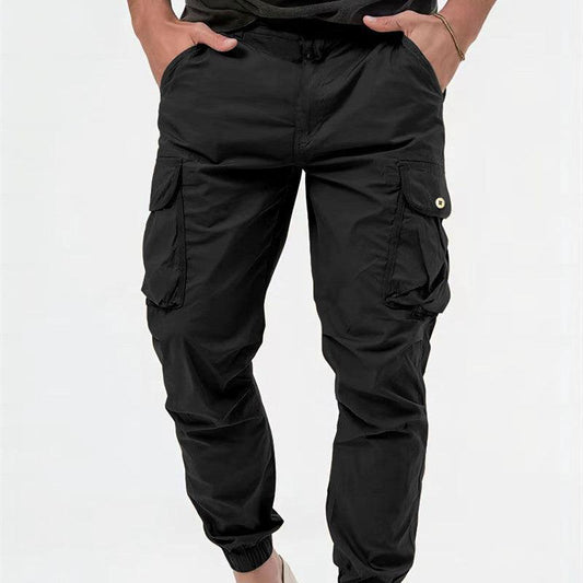 Men's Cargo Trousers With Three-dimensional Pockets Solid Color Casual Pants - AL MONI EXPRESS