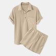 Men's Casual Loose Plaid Short-sleeved Shirt Suit - AL MONI EXPRESS